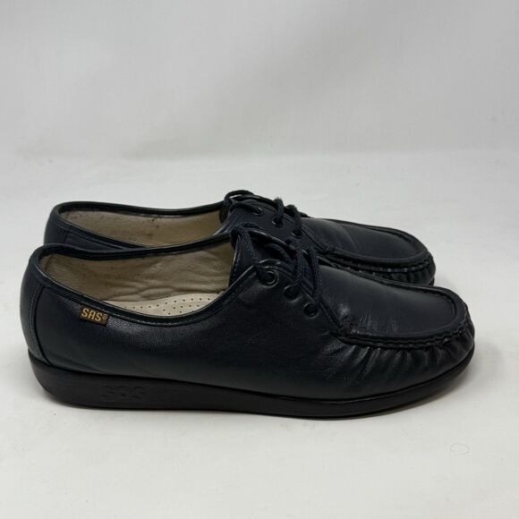 SAS Siesta Shoes Womens 10 M Blue Leather Lace Up Casual Comfort Granny Nurse - Picture 3 of 16